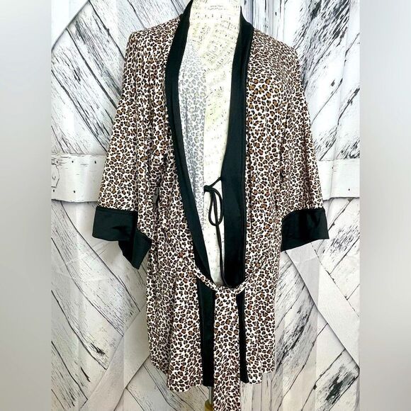 In Bloom by Jonquil Short Leopard Print Robe Kimono XS/S - Picture 2 of 8